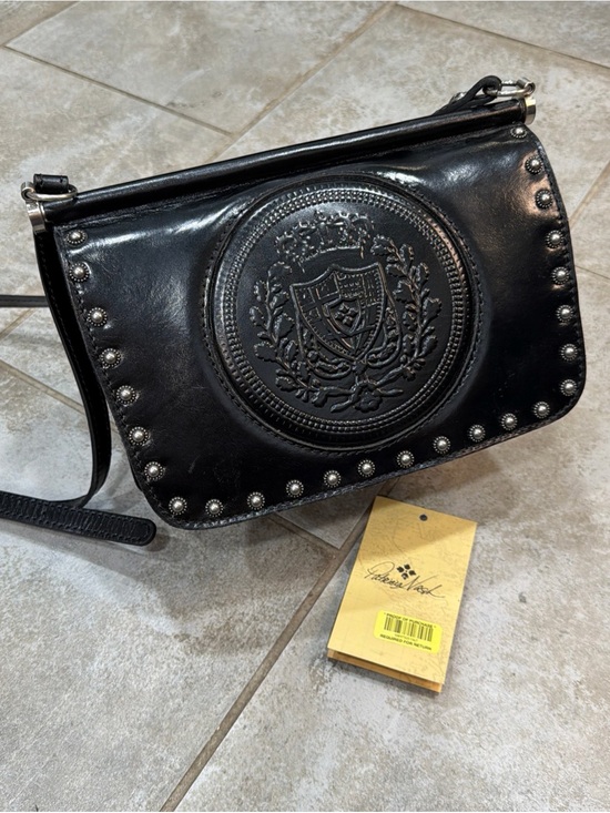 Patricia Nash Handbags - Patricia Nash Embossed Shield Leather Shoulder Bag Medium Black